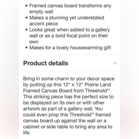 THRESHOLD NEW prairie land framed canvas board -12x12 - Picture 6 of 7